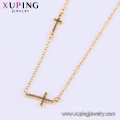 44490 xuping gros mode 18 k or couleur religion double croix collier pour les femmes